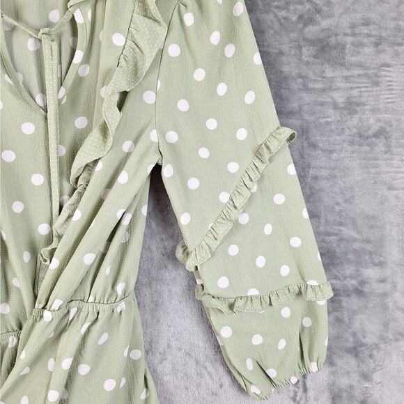 Womens Top Large Boho Peasant Polka Dot Ruffle Feminine Forest Fairy Cottagecore - Picture 3 of 7